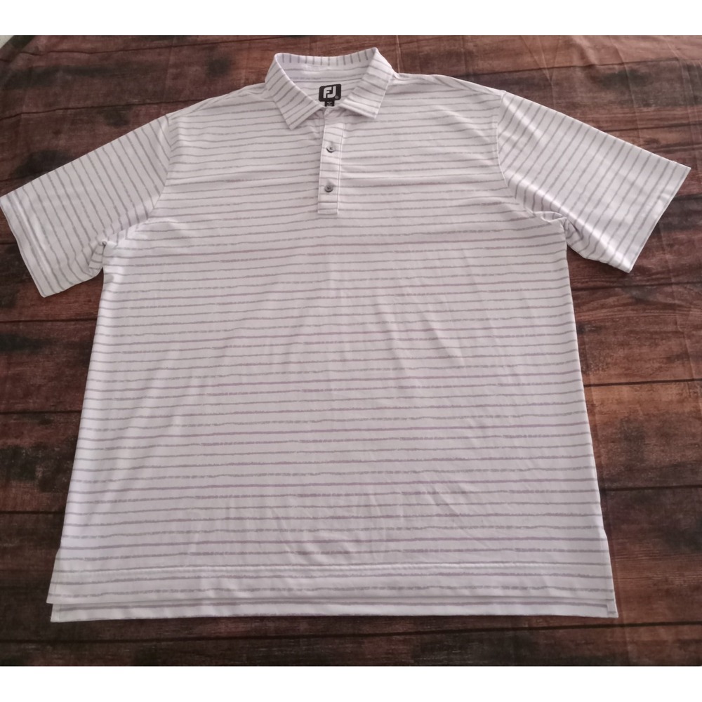 Footjoy Short Sleeve Golf Polo Shirt Men's 2XL Purple Stripe‎